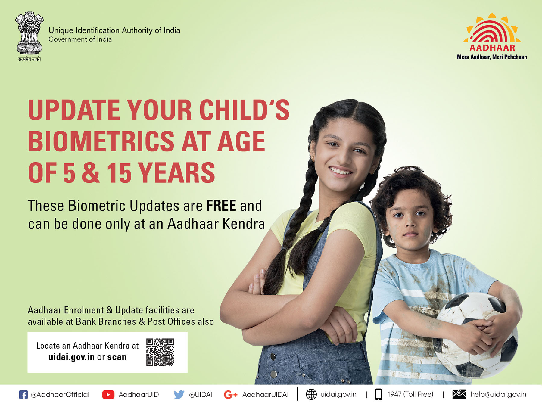 Update your child’s biometrics at age 5 & 15 
